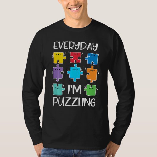 毎日I'm Puzzling自閉症意識パズルパイ Tシャツ (正面)