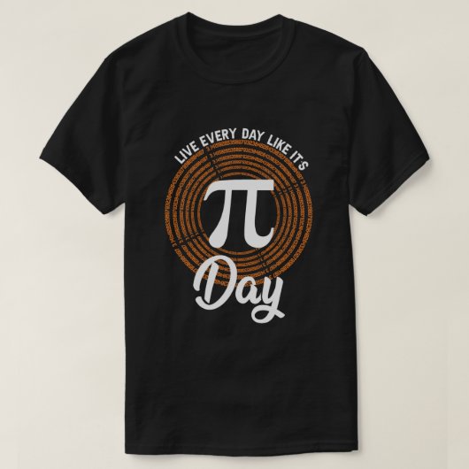 毎日Pi Dayのように生きる – 数学おたくスパイラル Tシャツ (デザイン正面)