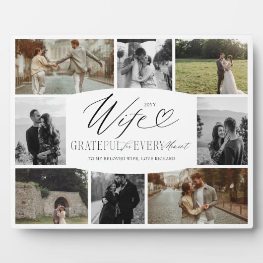 毎時の写真コラージュに感謝する妻 フォトプラーク (正面)