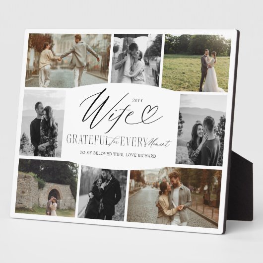 毎時の写真コラージュに感謝する妻 フォトプラーク (側面)