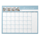 毎月のプランナーモダン – スクリプトとフォトブルー ノートパッド (正面)