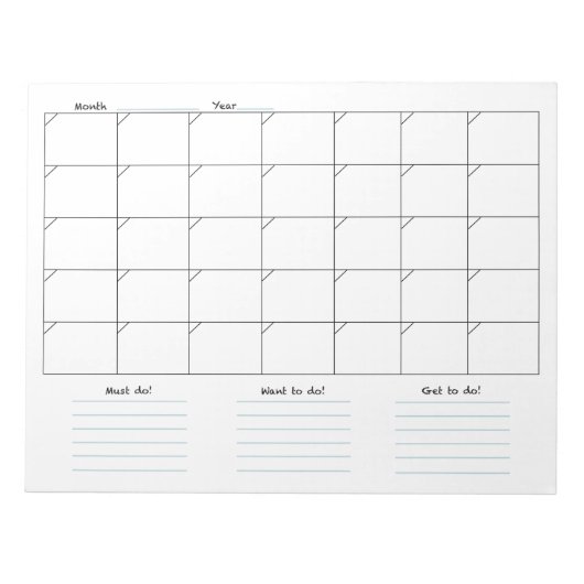 毎月の予定表メモ帳 ノートパッド (正面)