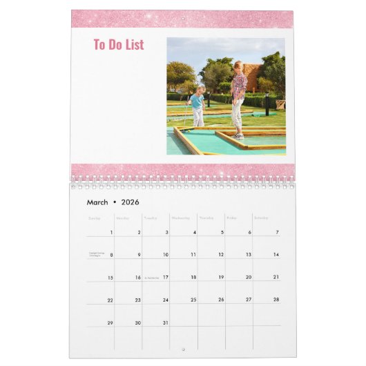 毎月の写真の一覧ピンクのグラデーションきらめく カレンダー (3月 2026)