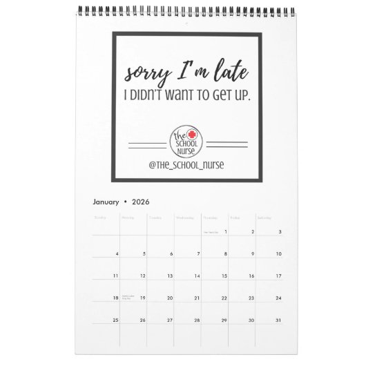 毎月の引用文(学校ナース) カレンダー (1月 2026)