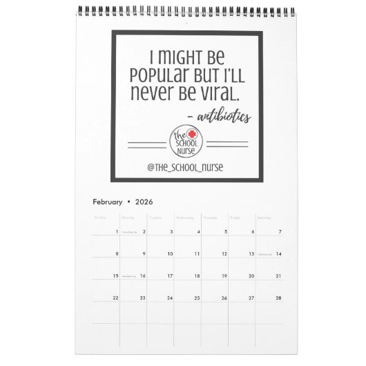 毎月の引用文(学校ナース) カレンダー (2月 2026)