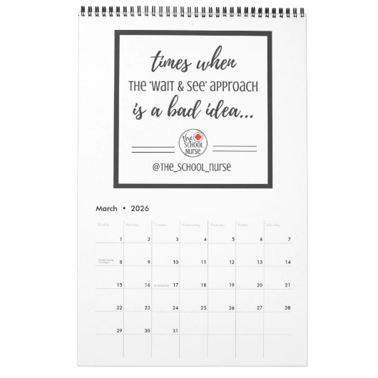 毎月の引用文(学校ナース) カレンダー (3月 2026)