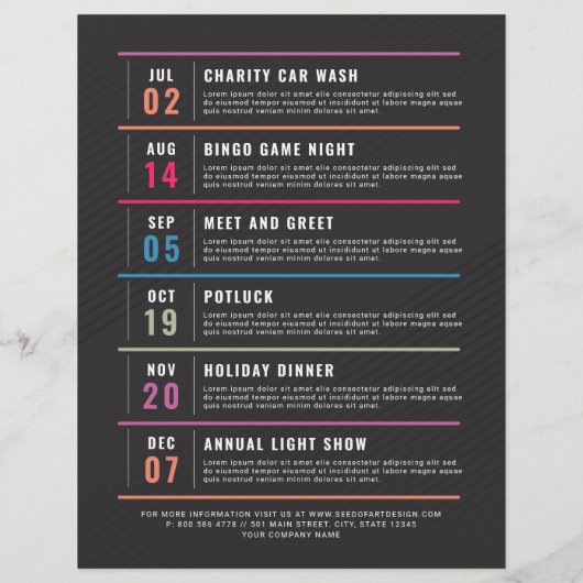 毎月の次回カレンダーのイベントスケジュール チラシ (裏面)