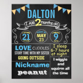 毎月の誕生日の黒板の看板ポスターバナー ポスター (正面)