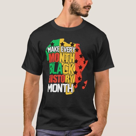 毎月の黒人歴史月間を男おもしろいが歩く Tシャツ (正面)