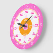 毎秒数 – ピンクと白学の時計 ラージ壁時計 (傾斜)