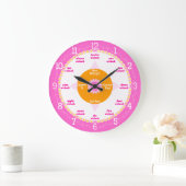 毎秒数 – ピンクと白学の時計 ラージ壁時計 (ホーム)
