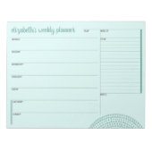 毎週のプランナーと名前をカスタムする-ティール（緑がかった色）緑 ノートパッド (正面)