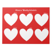 毎週のプランナーと白いハート ノートパッド (正面)