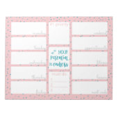 毎週のプランナー毎日リストするピンクのティール(緑がかった色)星 ノートパッド (正面)