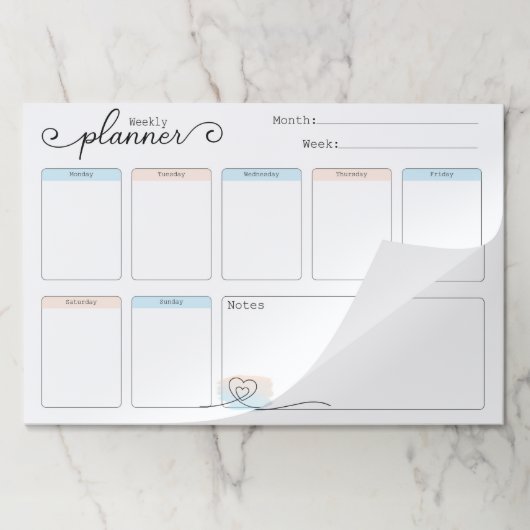 毎週のプランナー開催者のカレンダーの破遠くに裂 ペーパーパッド (折り畳み)
