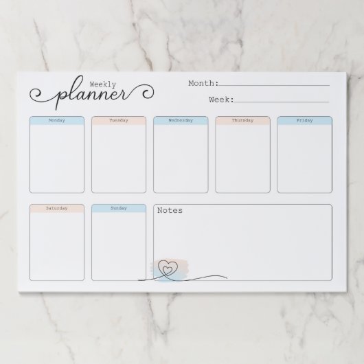 毎週のプランナー開催者のカレンダーの破遠くに裂 ペーパーパッド (正面)