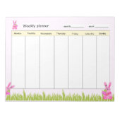 毎週のプランナー(ピンクのバンニー付き) ノートパッド (正面)