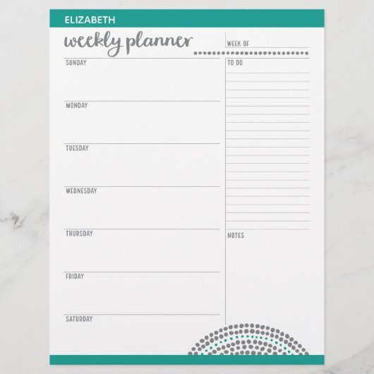 毎週のプランナー(名前をカスタムすると色) チラシ (裏面)