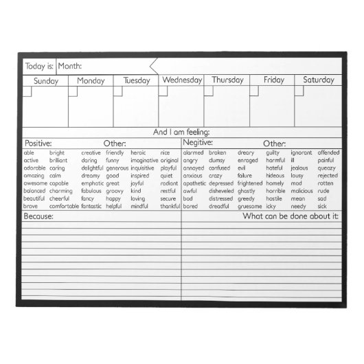 毎週の感情カレンダー – パーソナライズ ノートパッド (正面)