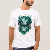 毒々しい緑の蛇 水彩スプラッターTシャツ Tシャツ (正面)