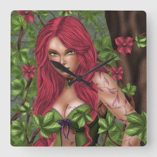 毒のある女の子、ツタ スクエア壁時計 (正面)