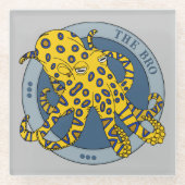 毒のある青い輪付きタコキャラクター ガラスコースター (正面)