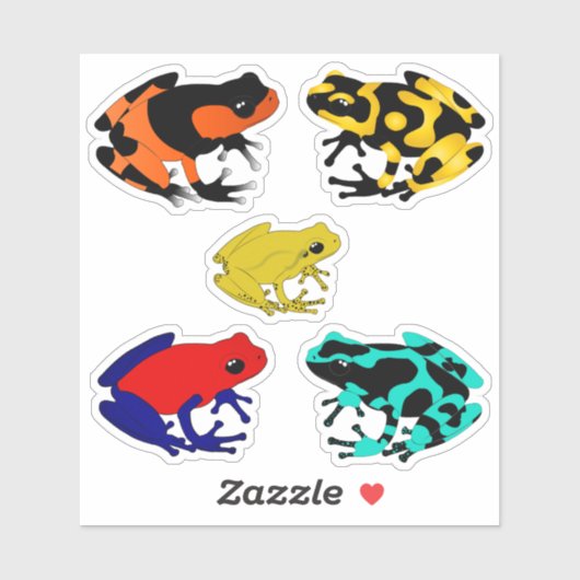 毒カラフル矢のカエル シール (シート)