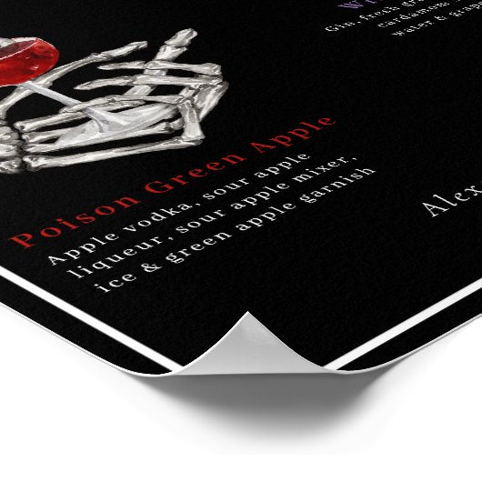 毒スケルトンのカクテル結婚ドリンクを選ぶ ポスター (角)