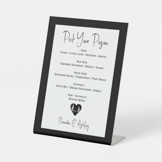毒スケルトンの白い結婚バーメニューを選択 台座サイン (正面)