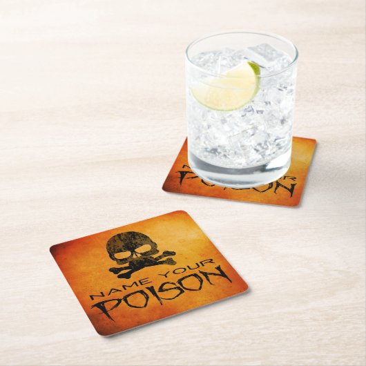 毒ハロウィーン紙コースターの名前 スクエアペーパーコースター (インサイチュ)