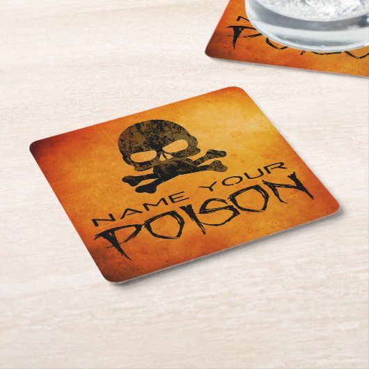 毒ハロウィーン紙コースターの名前 スクエアペーパーコースター (アングル)