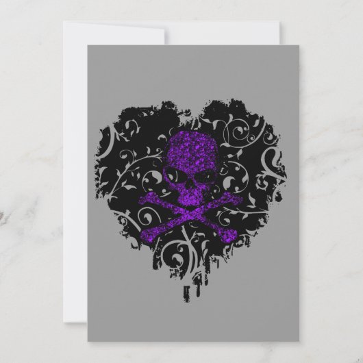 毒ハートスカルゴシックブライダルシャワー 招待状 (正面)