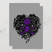 毒ハートスカルゴシックブライダルシャワー 招待状 (正面/裏面)