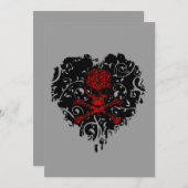 毒ハートスカルゴシックブライダルシャワー 招待状 (正面/裏面)