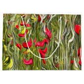 毒ポピー超現実的抽象芸術アート ラージペーパーバッグ (裏面)