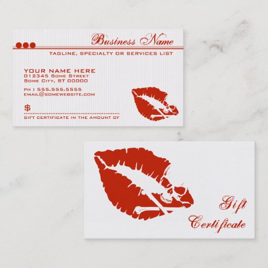 毒唇のギフト券 割引カード (正面/裏面)