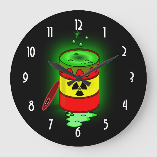 毒性廃棄物の樽。 ラージ壁時計 (正面)