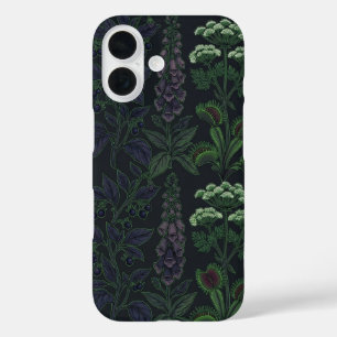 毒植物のダークボタニカル柄スマホケース iPhone 16ケース