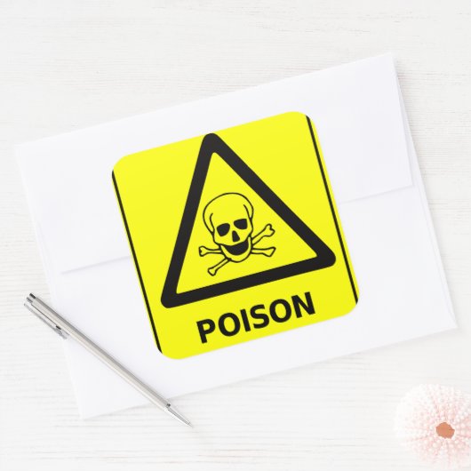 毒気注意標識 スクエアシール (封筒)