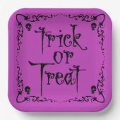 毒紫色のトリックまたは治療 ペーパープレート (正面)