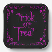 毒紫色のトリックまたは治療 ペーパープレート (正面)