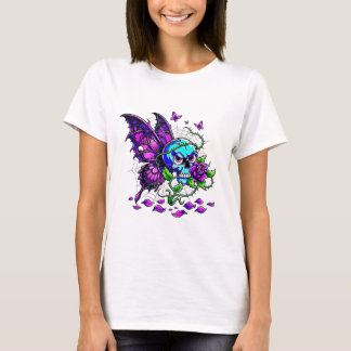 毒蝶のドクロ グラフィックTシャツ Tシャツ