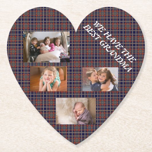 比べ物にならない愛 おばあちゃんの感動的なトリビュート チェック柄 ペーパーコースター (正面)