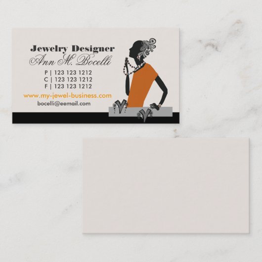 比ゆ的なビーズのジュエリーデザイナー芸術家のファッション 名刺 (正面/裏面)