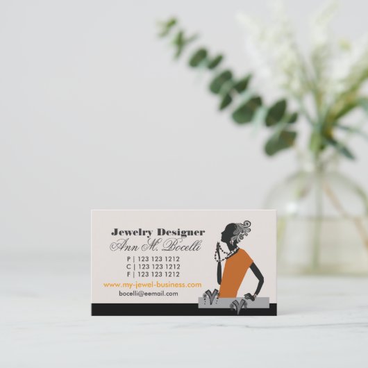 比ゆ的なビーズのジュエリーデザイナー芸術家のファッション 名刺 (スタンド正面)