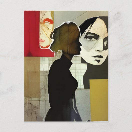比喩的なコラージュ混合媒体 ポストカード (正面)