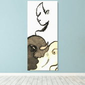 比喩的な先住民アメリカンとバッファロー キャンバスプリント (インサイチュ (ウッドフロア))