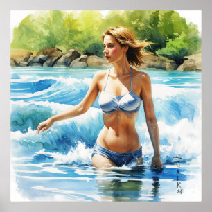 比喩的な水絵を描色 ポスター