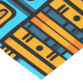 比喩的抽象芸術はっきりしたブルーオレンジ ショートテーブルランナー (コーナー)