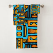 比喩的抽象芸術はっきりしたブルーオレンジ バスタオルセット (インサイチュ)